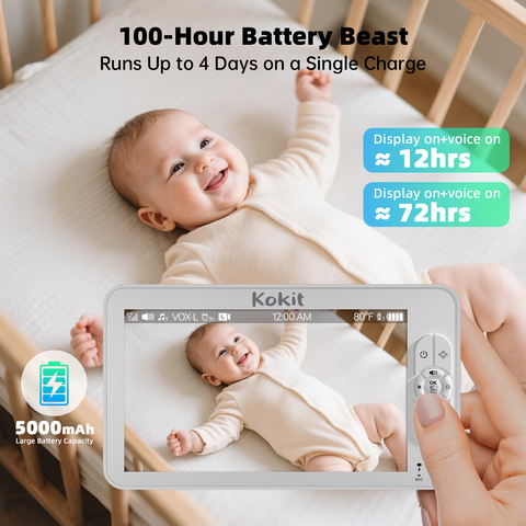 Kokit KK70-2 7" 1080P Split-Screen Baby Monitor with 2 Cameras