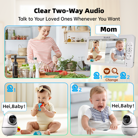 Kokit KK70-2 7" 1080P Split-Screen Baby Monitor with 2 Cameras