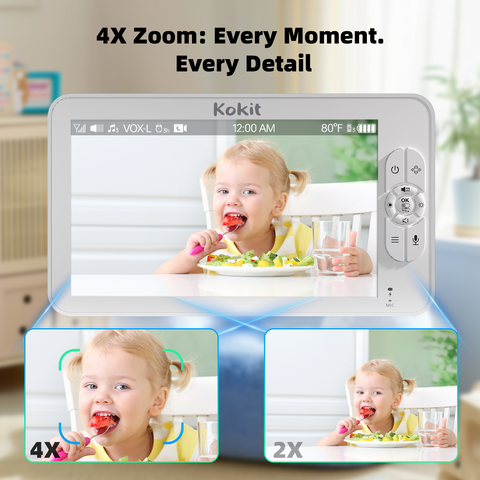 Kokit KK70-2 7" 1080P Split-Screen Baby Monitor with 2 Cameras