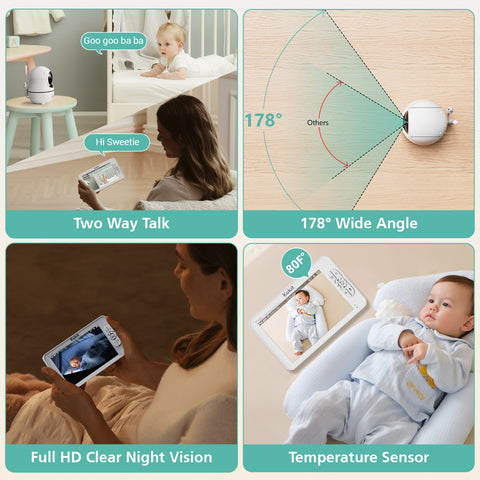 Kokit KK70 7" 1080P Split-Screen Baby Monitor