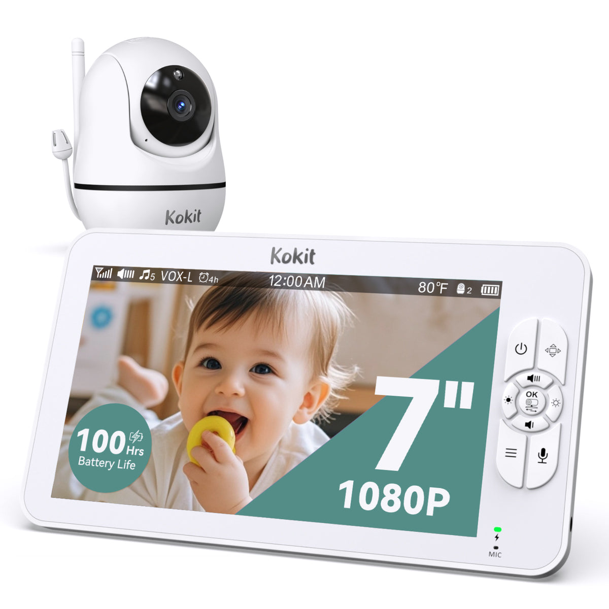Kokit KK70 7" 1080P Split-Screen Baby Monitor